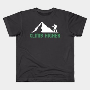 Climb Higher Mountain Rock Climbing Kids T-Shirt